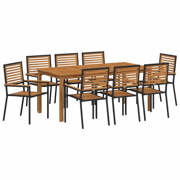 vidaXL Ensemble de salle à manger pour jardin 9 pcs Noir Poly rotin