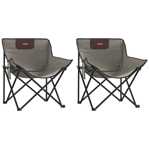 vidaXL Chaise de camping avec poche pliable lot de 2 gris