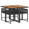 vidaXL Ensemble &agrave; manger de jardin coussins 5pcs Noir R&eacute;sine tress&eacute;e
