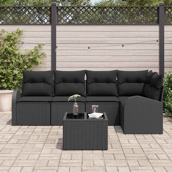 vidaXL Ensemble de Canap&eacute;s avec coussin Noir Polyester
