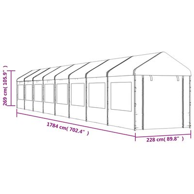 vidaXL Belvédère avec toit blanc 17,84x2,28x2,69 m polyéthylène