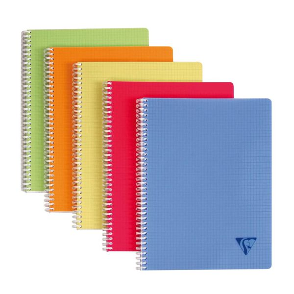 Clairefontaine Cahiers &agrave; reliure spiral&eacute;e 90 Feuilles quadrill&eacute;es 5pcs