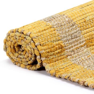 vidaXL Tapis fait à la main Jute Jaune 80x160 cm