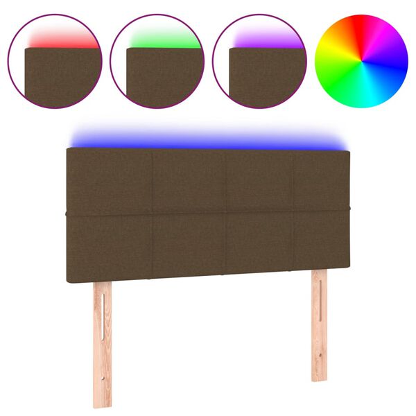 vidaXL T&ecirc;te de lit &agrave; LED Marron Fonc&eacute; 100x5x78/88 cm Tissu