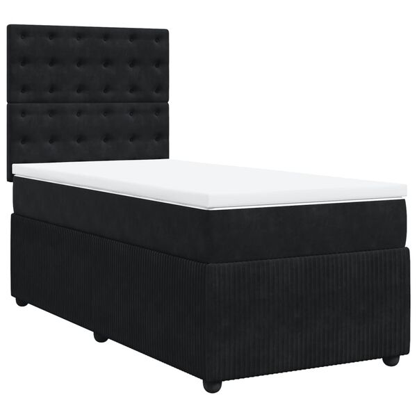 vidaXL Sommier &agrave; lattes de lit et matelas Noir 80x200 cm Velours