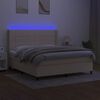 vidaXL Sommier &agrave; lattes de lit matelas et LED Cr&egrave;me 160x200 cm Tissu