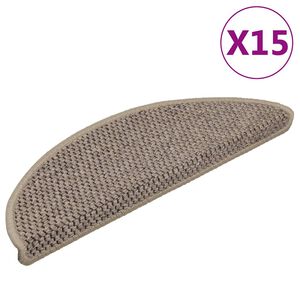 vidaXL Tapis d'escalier autocollants 15 pcs 56x17x3 cm Beige fonc&eacute;