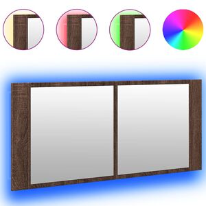vidaXL Armoire &agrave; miroir &agrave; LED de bain ch&ecirc;ne marron 100x12x45 cm