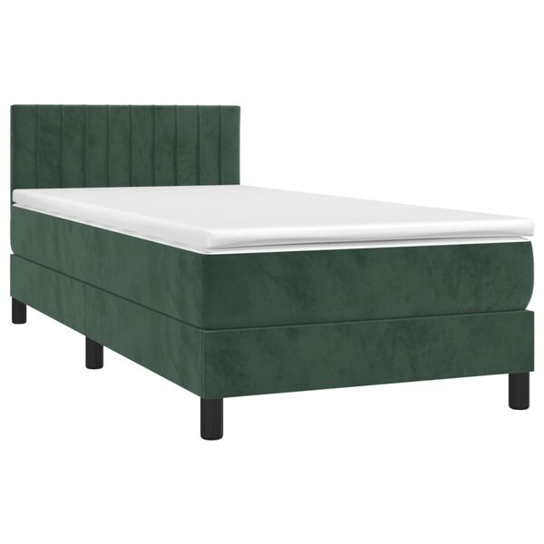 vidaXL Sommier &agrave; lattes de lit et matelas Vert fonc&eacute; 80x200 cm Velours
