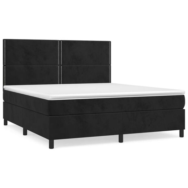 vidaXL Sommier &agrave; lattes de lit et matelas Noir 160x200 cm Velours