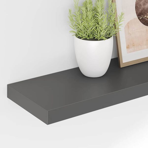 vidaXL &Eacute;tag&egrave;re murale flottante Gris brillant 90x23,5x3,8 cm MDF