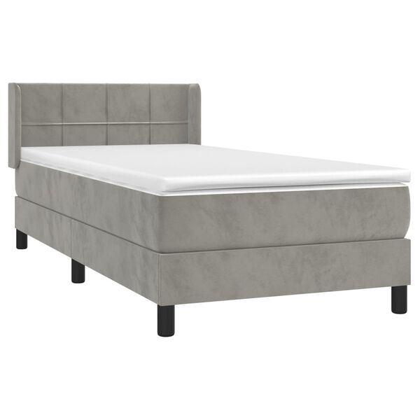 vidaXL Sommier &agrave; lattes de lit et matelas Gris clair 90x190 cm Velours