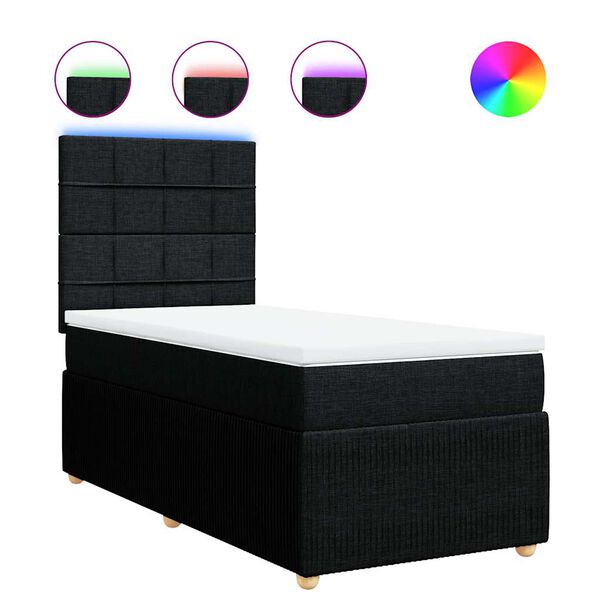 vidaXL Sommier &agrave; lattes de lit et matelas Noir 80x200 cm Tissu