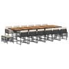 vidaXL Ensemble &agrave; manger de jardin 17 pcs coussins noir r&eacute;sine tress&eacute;e