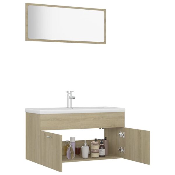 vidaXL Ensemble de meubles de salle de bain Ch&ecirc;ne sonoma Agglom&eacute;r&eacute;