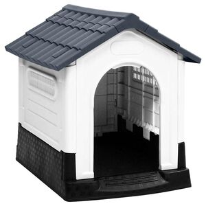 vidaXL Niche pour chien Gris 57x68x66 cm Polypropyl&egrave;ne