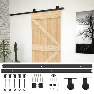 vidaXL Porte coulissante Naturel et noir 90 x 210 cm