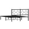vidaXL Cadre de lit m&eacute;tal sans matelas avec t&ecirc;te de lit noir 140x190cm