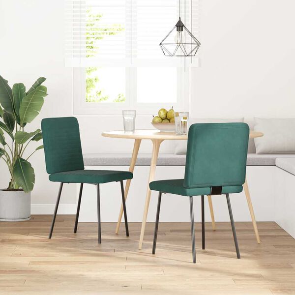 vidaXL Chaises à manger lot de 2 Vert foncé Velours