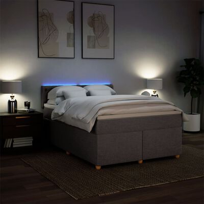 vidaXL Sommier à lattes de lit avec matelas Taupe 160x200 cm Tissu