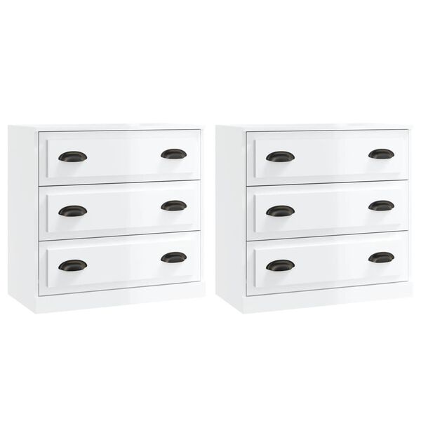 vidaXL Buffets 2 pcs blanc brillant bois d'ingénierie