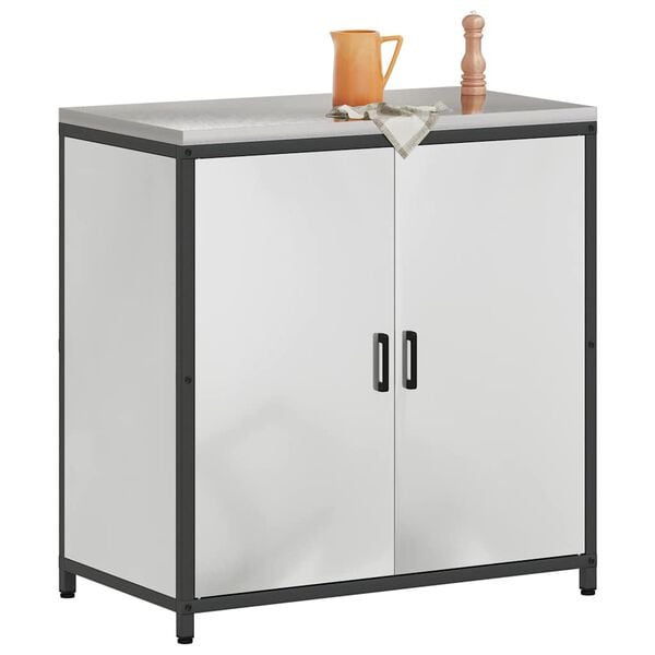 vidaXL Rangement de cuisine avec &eacute;tag&egrave;re Argent 60 x 50 x 92 cm Acier