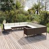 vidaXL Salon de jardin 12 pcs avec coussins R&eacute;sine tress&eacute;e Marron