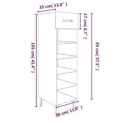 vidaXL Meuble à chaussures Chêne marron 30x35x105 cm Bois d'ingénierie