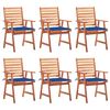 vidaXL Chaises &agrave; manger d'ext&eacute;rieur lot de 6 et coussins Acacia massif