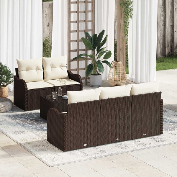 vidaXL Ensemble de canap&eacute; de jardin Marron polyrotin