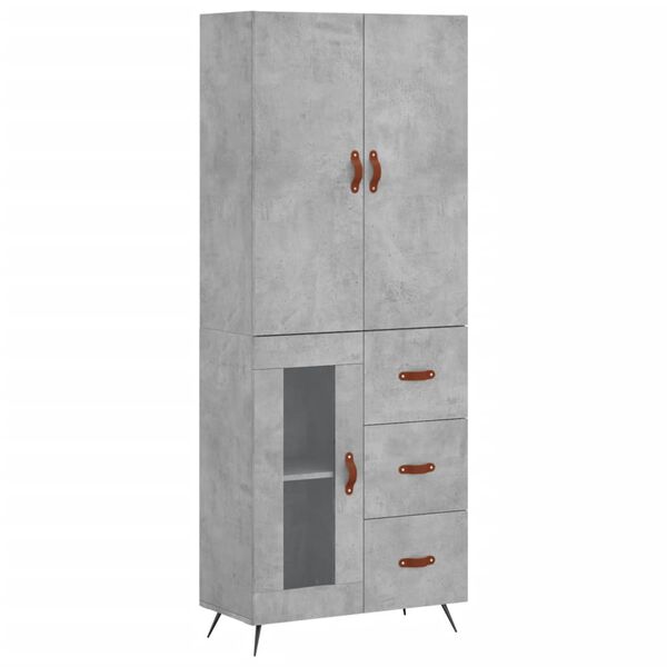 vidaXL Buffet haut Gris b&eacute;ton 69,5x34x180 cm Bois d'ing&eacute;nierie