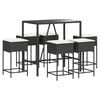 vidaXL Ensemble de bar de jardin 7 pcs avec coussins noir poly rotin