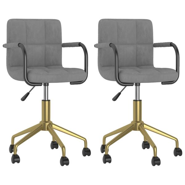 vidaXL Chaises &agrave; manger pivotantes lot de 2 gris clair velours