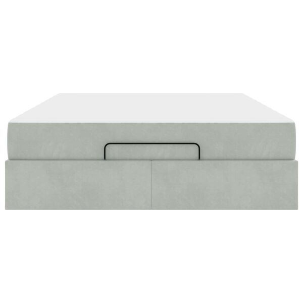 vidaXL Cadre de lit avec matelas avec matelas 2 pcs Gris clair Velours