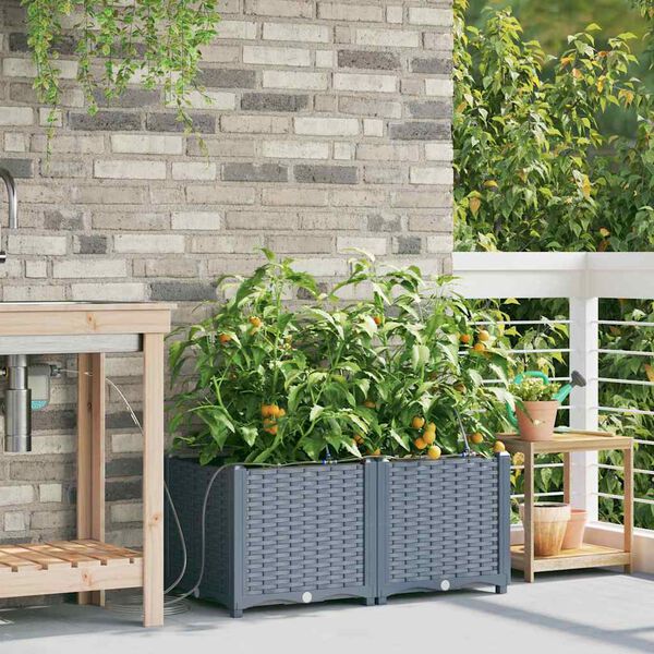 vidaXL Cache-pot de jardin 2 pcs Gris Clair Acier