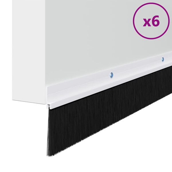 vidaXL Brosses d'&eacute;tanch&eacute;it&eacute; pour porte &agrave; visser 6 pcs Blanc 100 cm