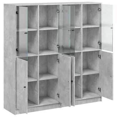vidaXL Bibliothèque avec portes gris béton 136x37x142 cm