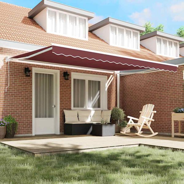 vidaXL Auvent r&eacute;tractable automatique bordeaux 450x300 cm