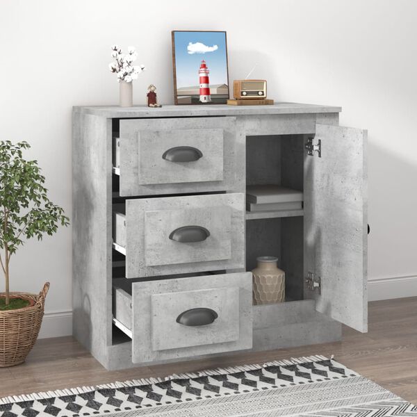 vidaXL Buffet gris b&eacute;ton 70x35,5x67,5 cm bois d'ing&eacute;nierie