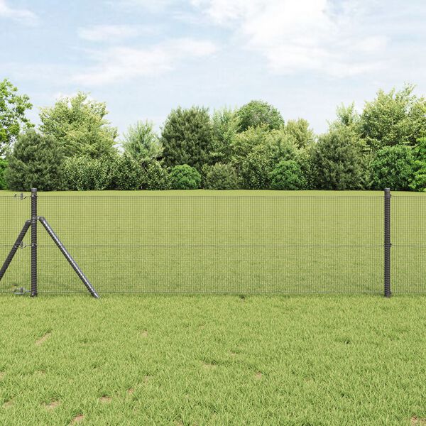 vidaXL Cl&ocirc;ture en fil soud&eacute; Gris 0.6 x 50 m