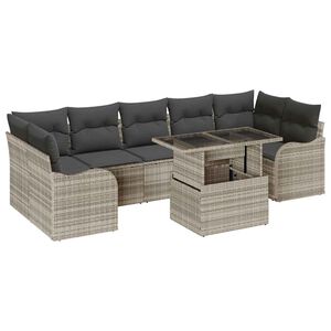 vidaXL Ensemble de canap&eacute; de jardin 8 pcs Gris clair Poly rotin