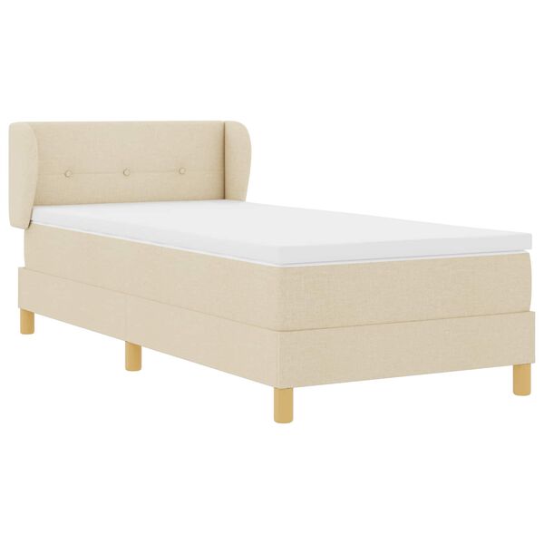 vidaXL Lit &agrave; ressorts avec matelas Cr&egrave;me 90 x 190 cm tissu