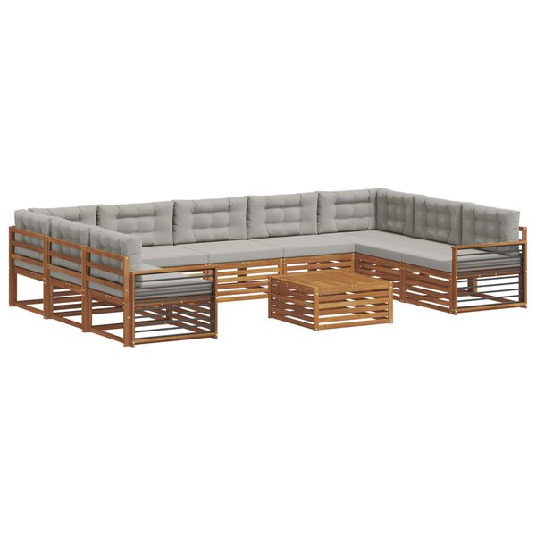 vidaXL Ensemble de canap&eacute;s d'ext&eacute;rieur 10 pcs Gris Naturel et Clair