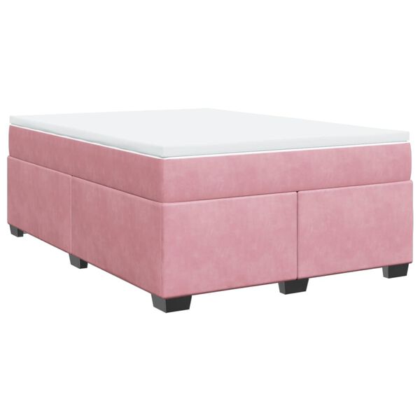 vidaXL Sommier &agrave; lattes de lit avec matelas Rose 140x200 cm Velours