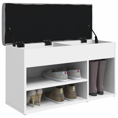 vidaXL Banc à chaussures blanc 82x32x45,5 cm bois d'ingénierie