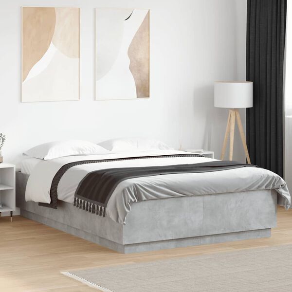 vidaXL Cadre de lit sans matelas gris b&eacute;ton 160x200 cm