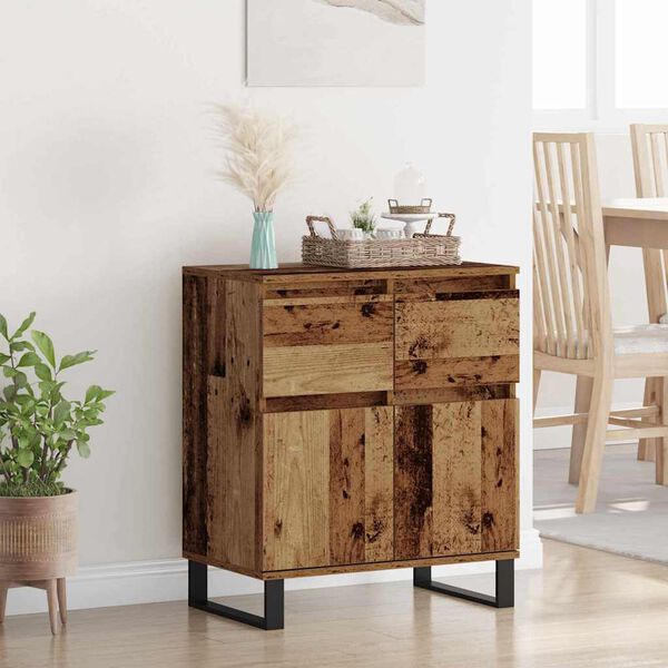 vidaXL Buffet Bois Ancien 60 x 35 x 70 cm Bois d'ing&eacute;nierie et fer