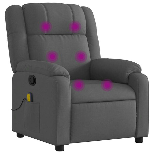 vidaXL Fauteuil inclinable de massage gris fonc&eacute; tissu