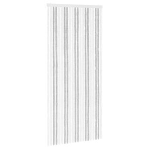 vidaXL Rideau anti-insectes en chenille Gris clair et blanc