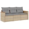 vidaXL Salon de jardin avec coussins 3 pcs beige r&eacute;sine tress&eacute;e